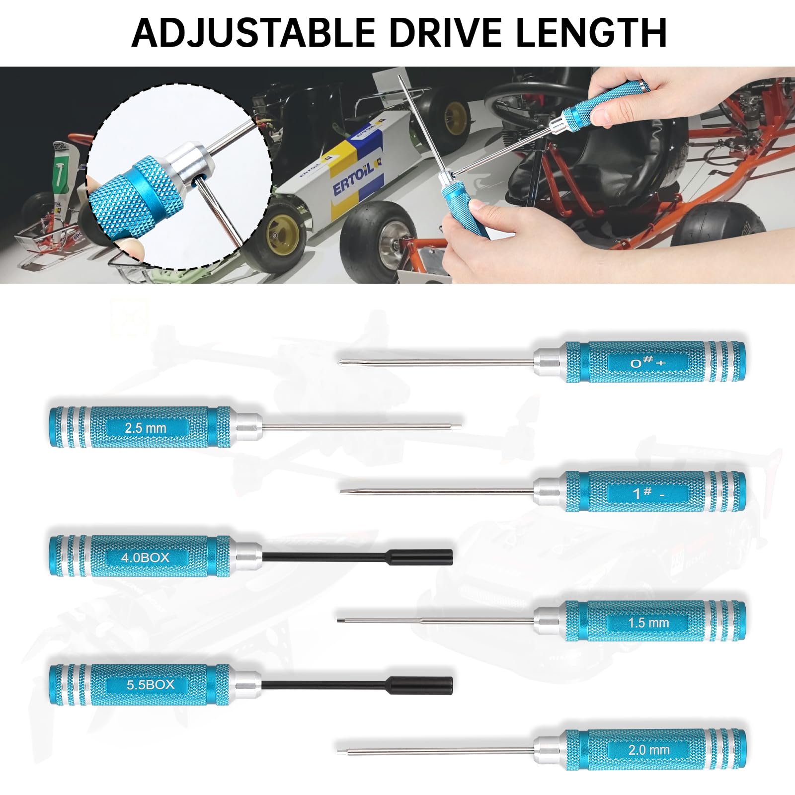 LALAGO Jeu de 12 Kit d'outils pour voiture télécommandée, tournevis hexagonal, pince, clé à douille, kit d'outils RC pour voiture RC Traxxas Arrma, drone, avion, hélicoptère, véhicule multirotor