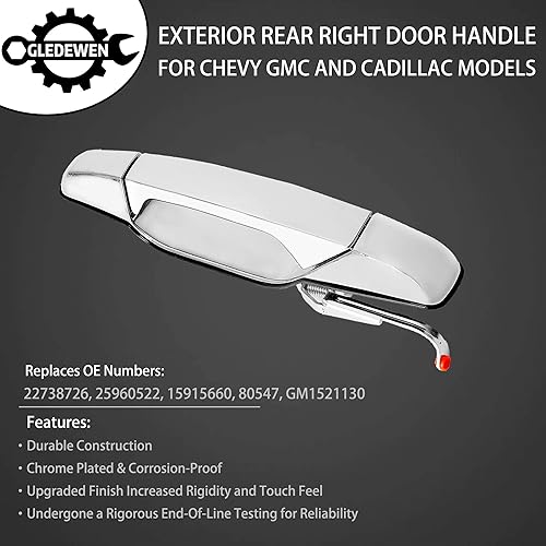 Miniatura 27 de Juego de manijas de puerta exterior, compatible con Chevy Silverado Suburban Tahoe Avalanche 2007-2013, GMC Sierra Yukon, Cadillac Escalade, negro