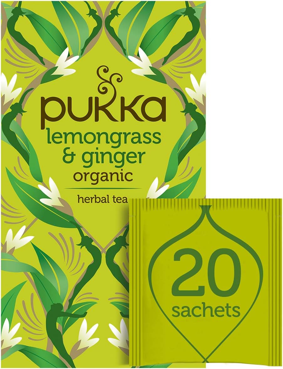 Organic Tea Bags, Lemongrass, Ginger & Licorice Herbal Tea, Perfect for Feeling Strong, 20 Count 36g