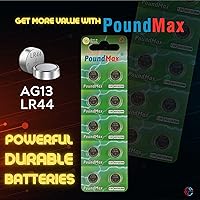 Vista 3 de PoundMax 10 x AG13 LR44 1.5 V Batería de botón de celda alcalina