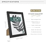 MCS Industries Inc 63705 8.5x11 Inch Studio Gallery, Black Woodgrain Frames, 8.5x11