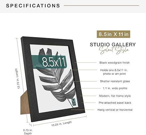 Vista 76 de MCS Studio Gallery Marco para póster de 16 x 24 pulgadas, imitación de veta de madera de color negro, colgar en horizontal o vertical, grande