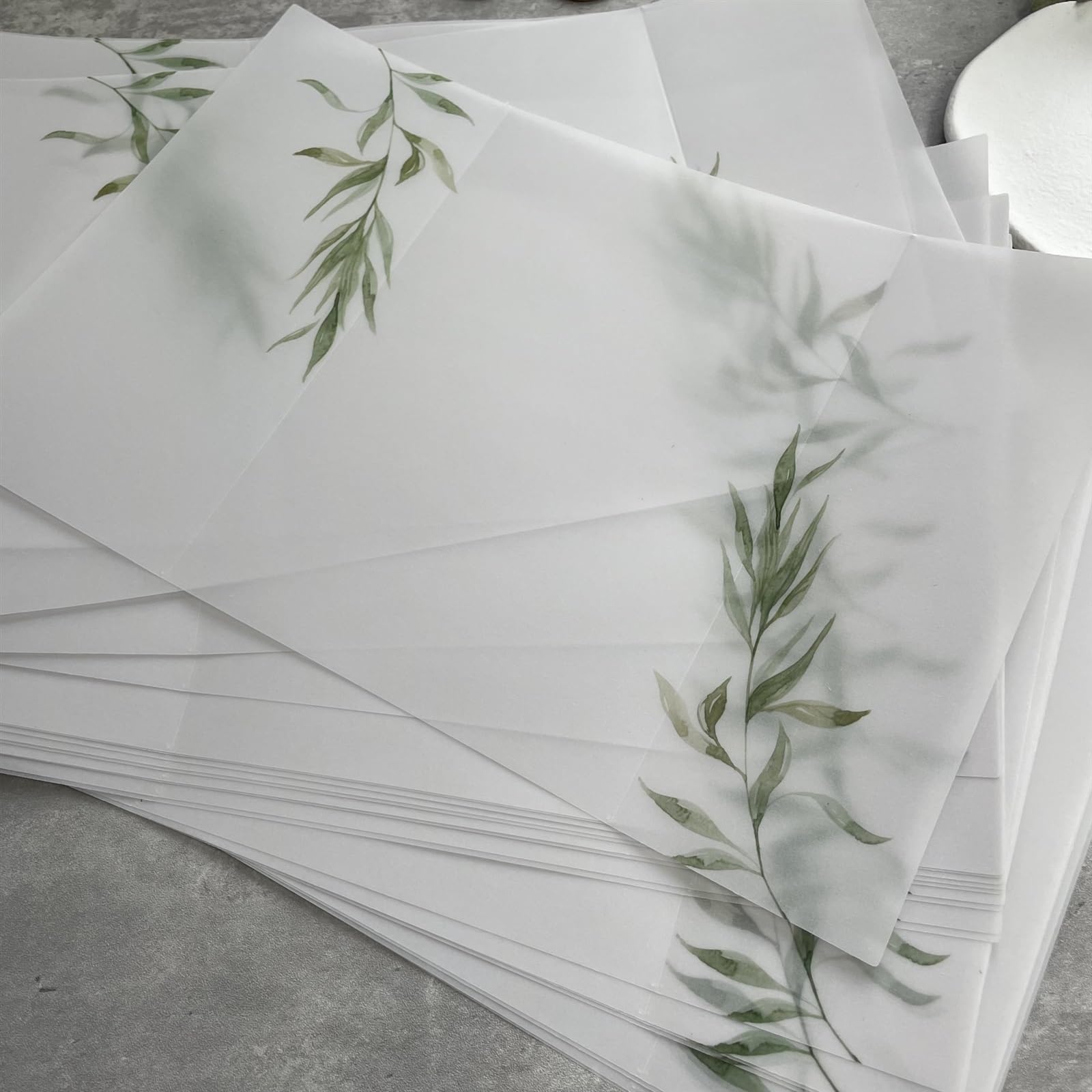 CSSHNL Papier Vélin Papier vélin Feuille Verte adapté à Une Invitation de Mariage 5 x 7 pour Esquisser Traçage Dessin Animation(20pcs)