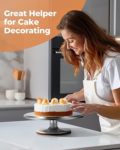 Miniatura 7 de Kootek Tocadiscos de aluminio para tartas, soporte giratorio para tartas de 12 pulgadas, 35 piezas de suministros de kit de decoración de pasteles