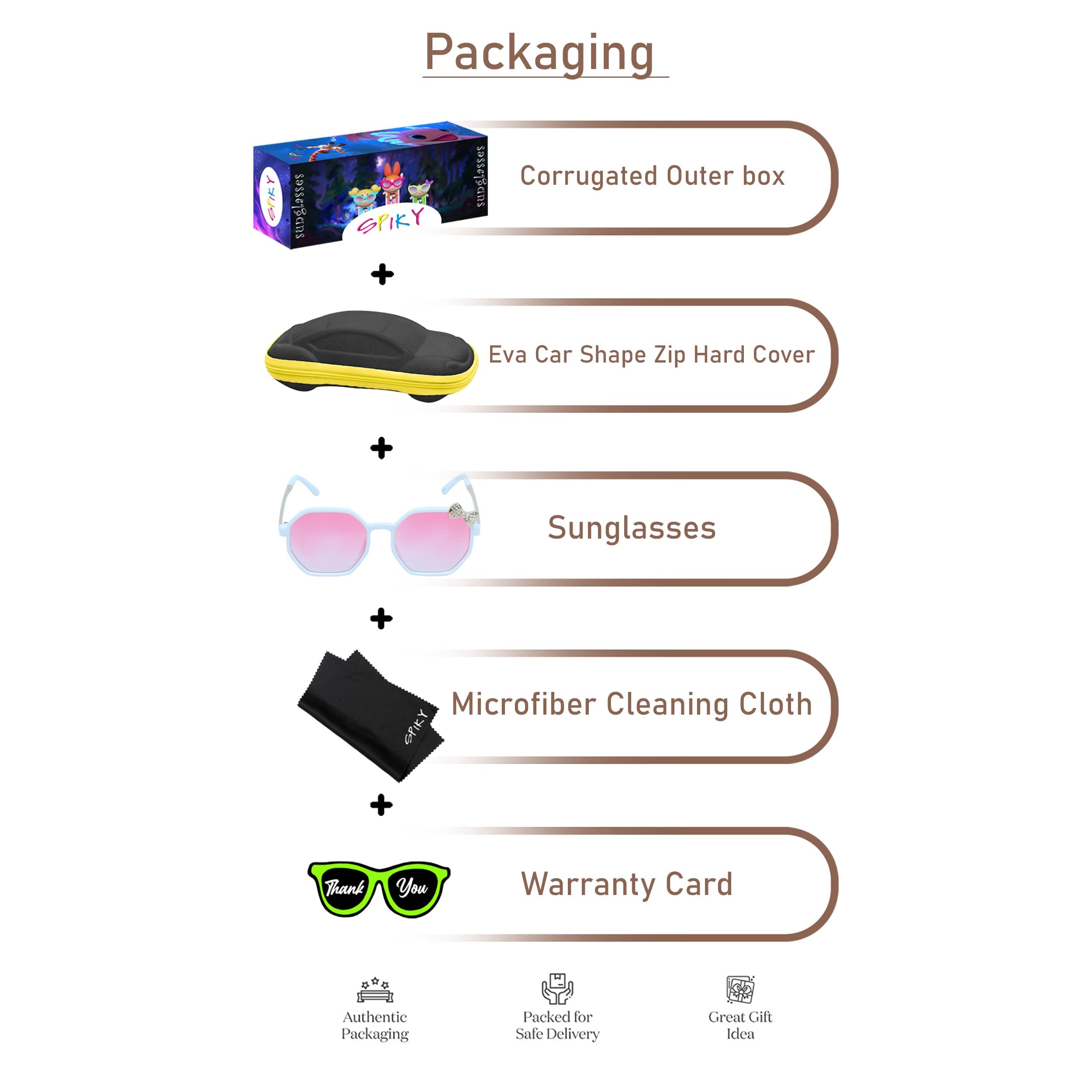 SPIKY Girls Hexagon Polarized Hexagonal Sunglasses With Protective Case White Frame, Pink Lens, Free Size - (Pack Of 1), White & Pink - Image 8 thumbnail