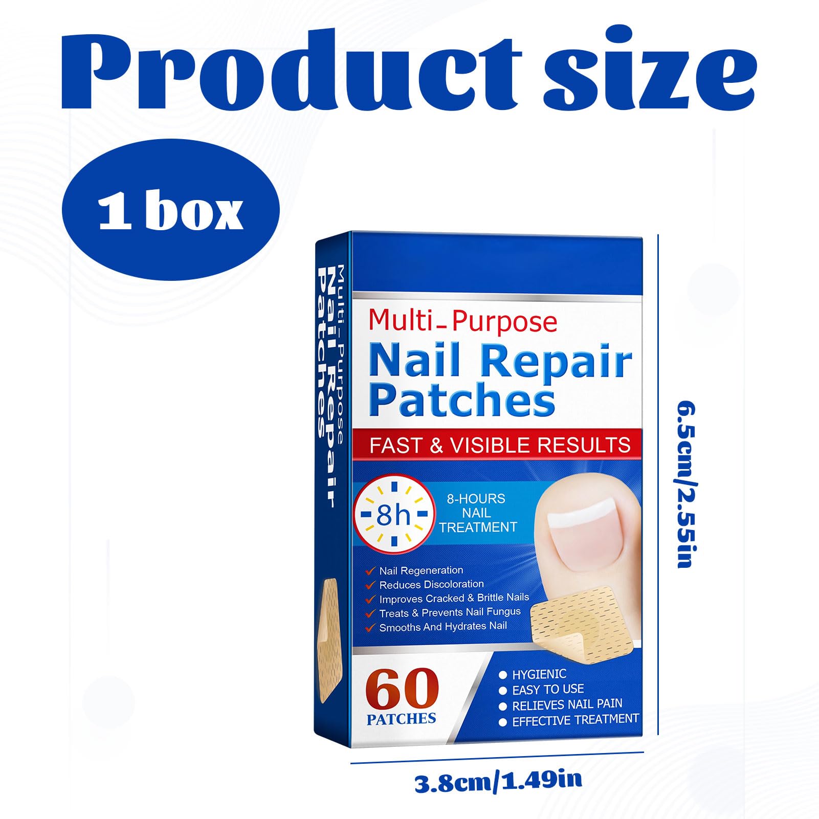 Fungal Nail Treatment for Toenails Extra Strong,1 BOX 60PCS Nail Repair Patches,Nail Fungus Treatment for Toenail,Toe Nail Fungal Treatment for Toenails Extra Strong,Nail Fungal Treatment Patches - Image 2