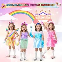 Vista 2 de Princess Dress Up Clothes for Little Girl Role Play Costume Gift Set Princess Dress Up Toys for Toddler Girls Rosa