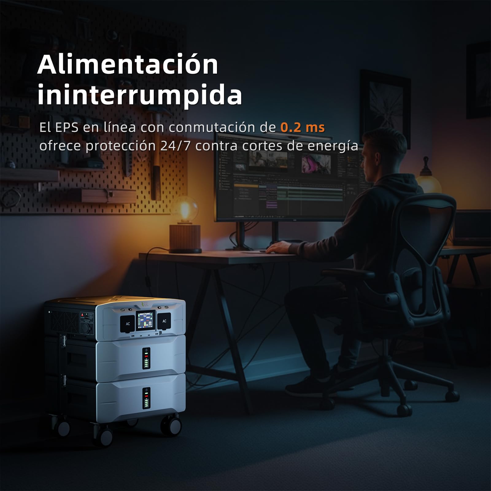 IEE 5000W Generador Solar con 2 Panel 500W, 5120Wh Estación de Energía Portátil, Ampliable Hasta 10 kWh, App, 11 Puertos, Batería LiFePO4, Power Station para Camping, Caravana y Emergencias