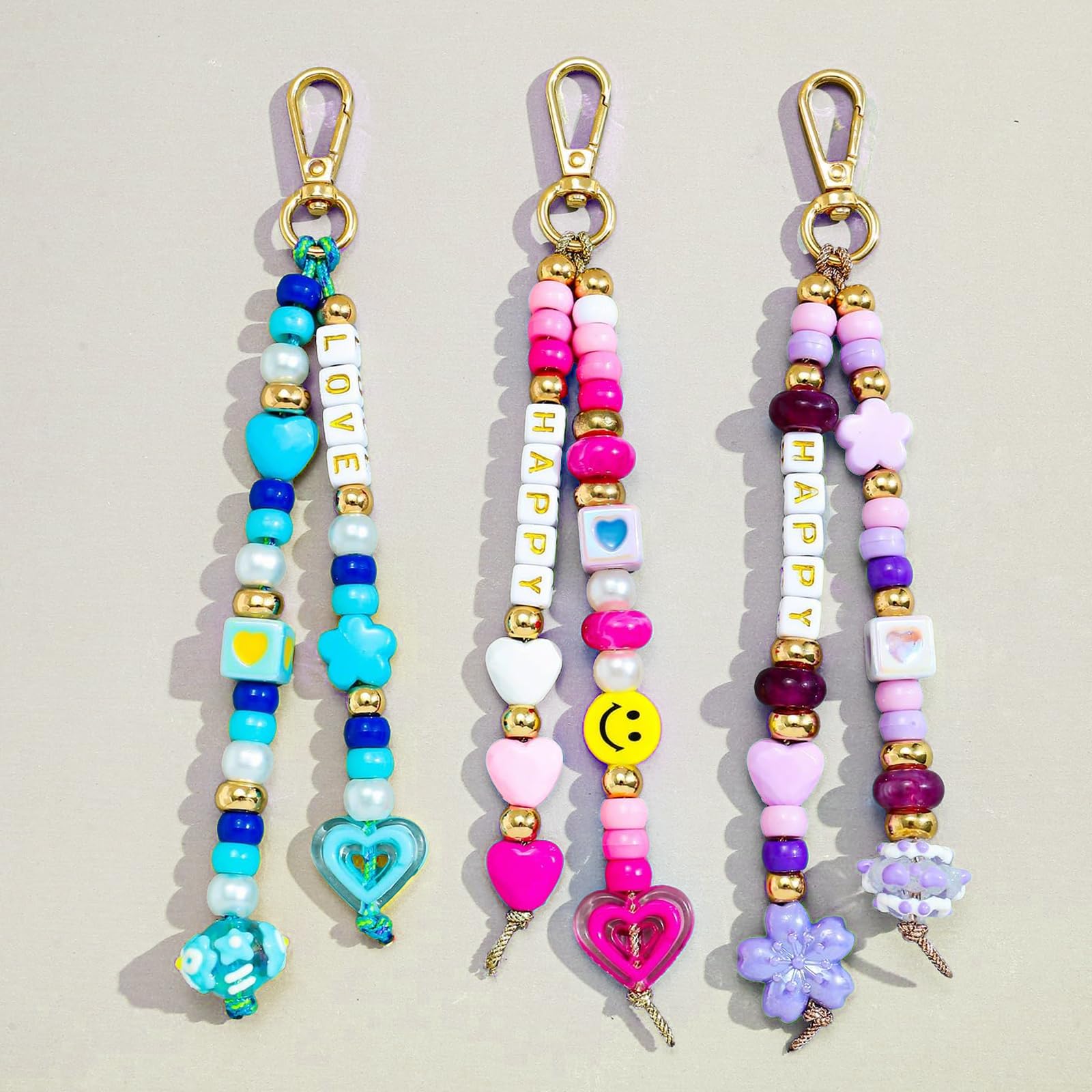 Kit Portachiavi Fai da Te 421 Pezzi, Perline Colorate, Lettere A-Z, Ciondoli in Acrilico Cuore Fiore Stella, Regalo Creativo per Bambini e Adulti