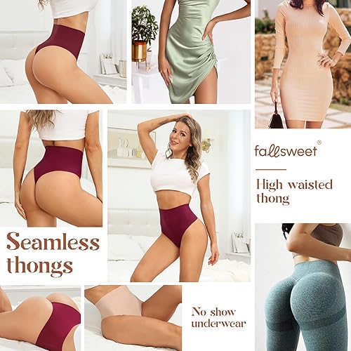 Miniatura 3 de FallSweet Ropa interior de cintura ultra alta para mujer, paquete de bragas de tiro alto