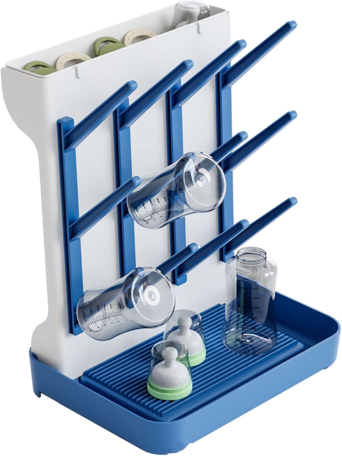 Baby Bottle Drying Rack, Countertop Bottle Dryer, Cup Drying Rack, for 12Pc Bottles and Accessories,Pump Parts,Pacifiers,for Small Water Cup,Vitality Blue, Free Small Brush for Cleaning