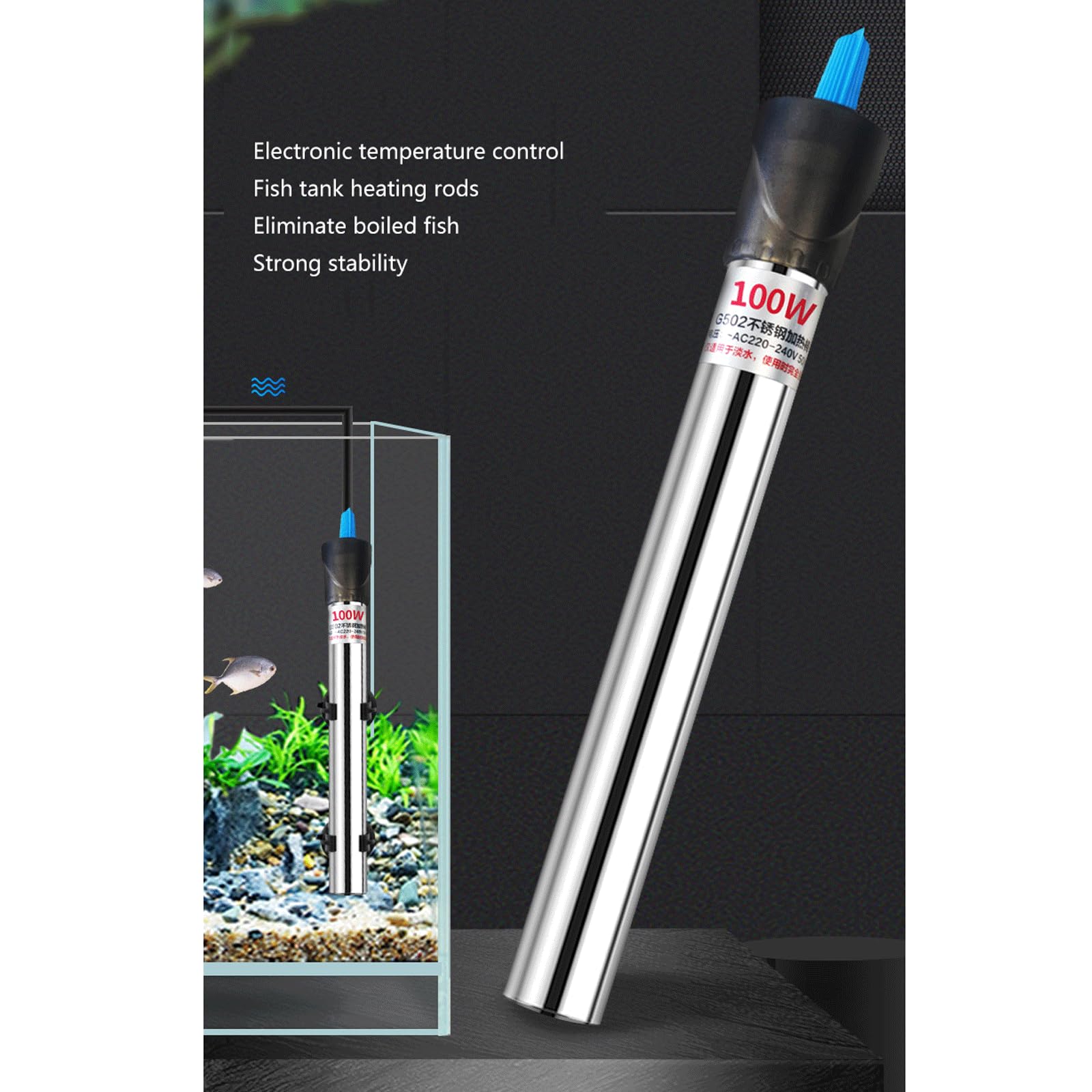 Riscaldatore per Acquario a Temperatura costante Completamente Automatico in Acciaio Inossidabile 304, 50 W (300 W)