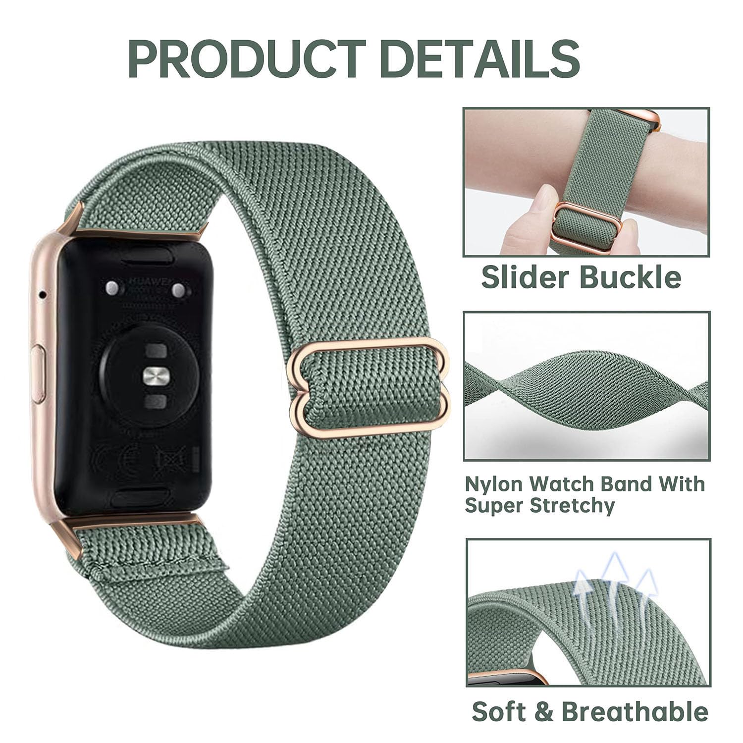 TUCOMO Elastic Nylon Strap Compatible with Huawei Watch Fit 2 Active/Elegant/Classic - Image 4