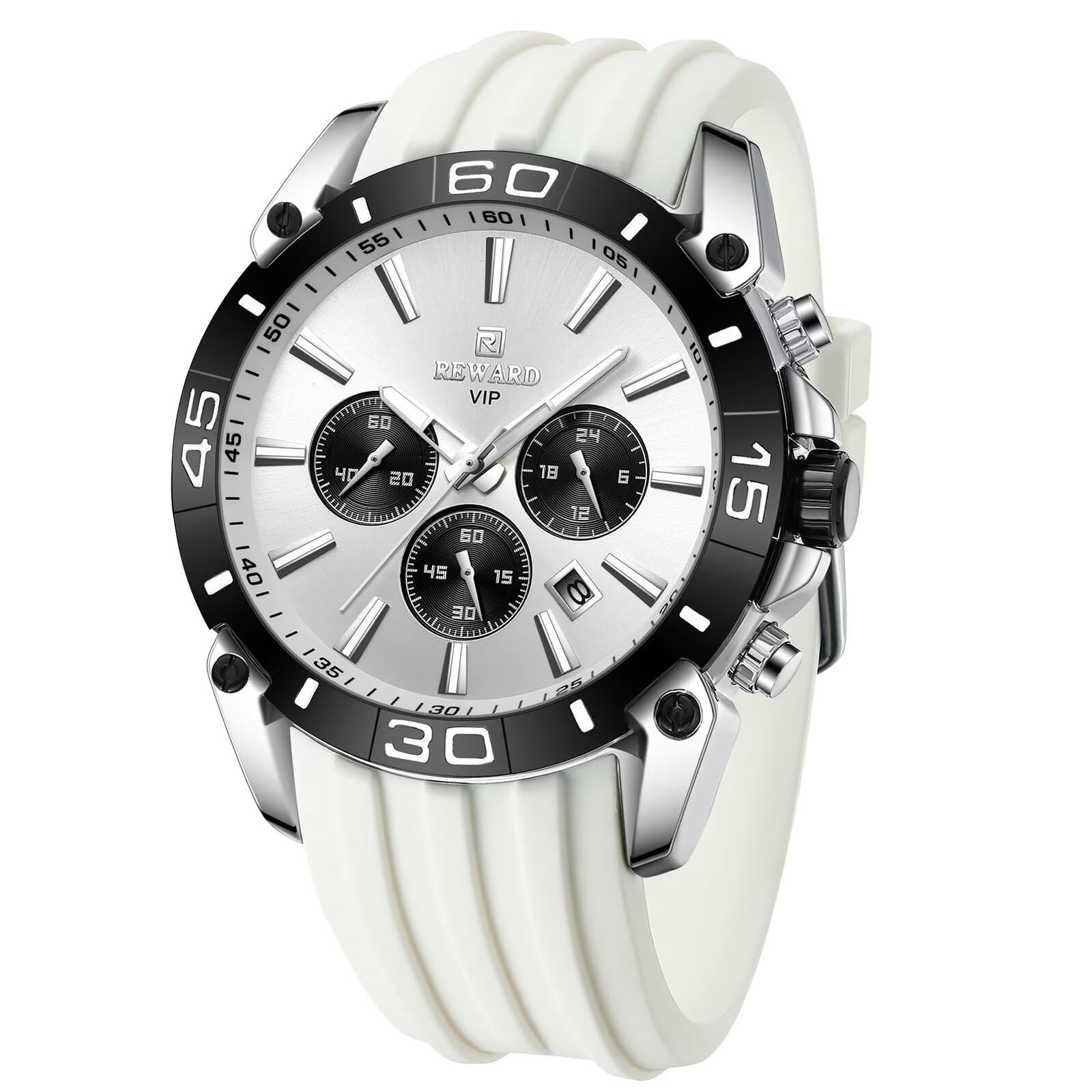 FORSINING Orologio da uomo alla moda, casual, analogico, al quarzo, per uomo, cinturino in silicone, cronografo, orologio sportivo, luminoso, impermeabile