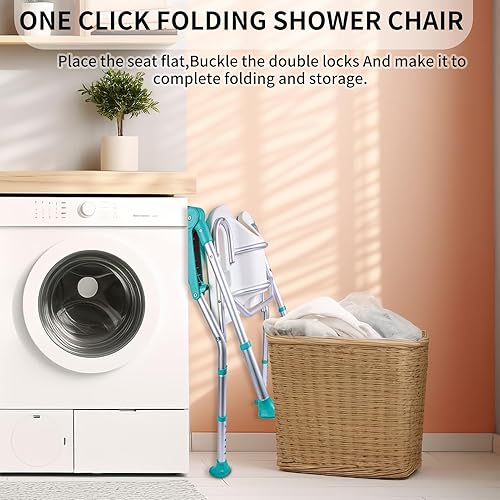 Miniatura 3 de Silla de ducha para ancianos y discapacitados, sillas de ducha con brazos y respaldo y cuatro ventosas, silla de ducha plegable y ajustable de 5