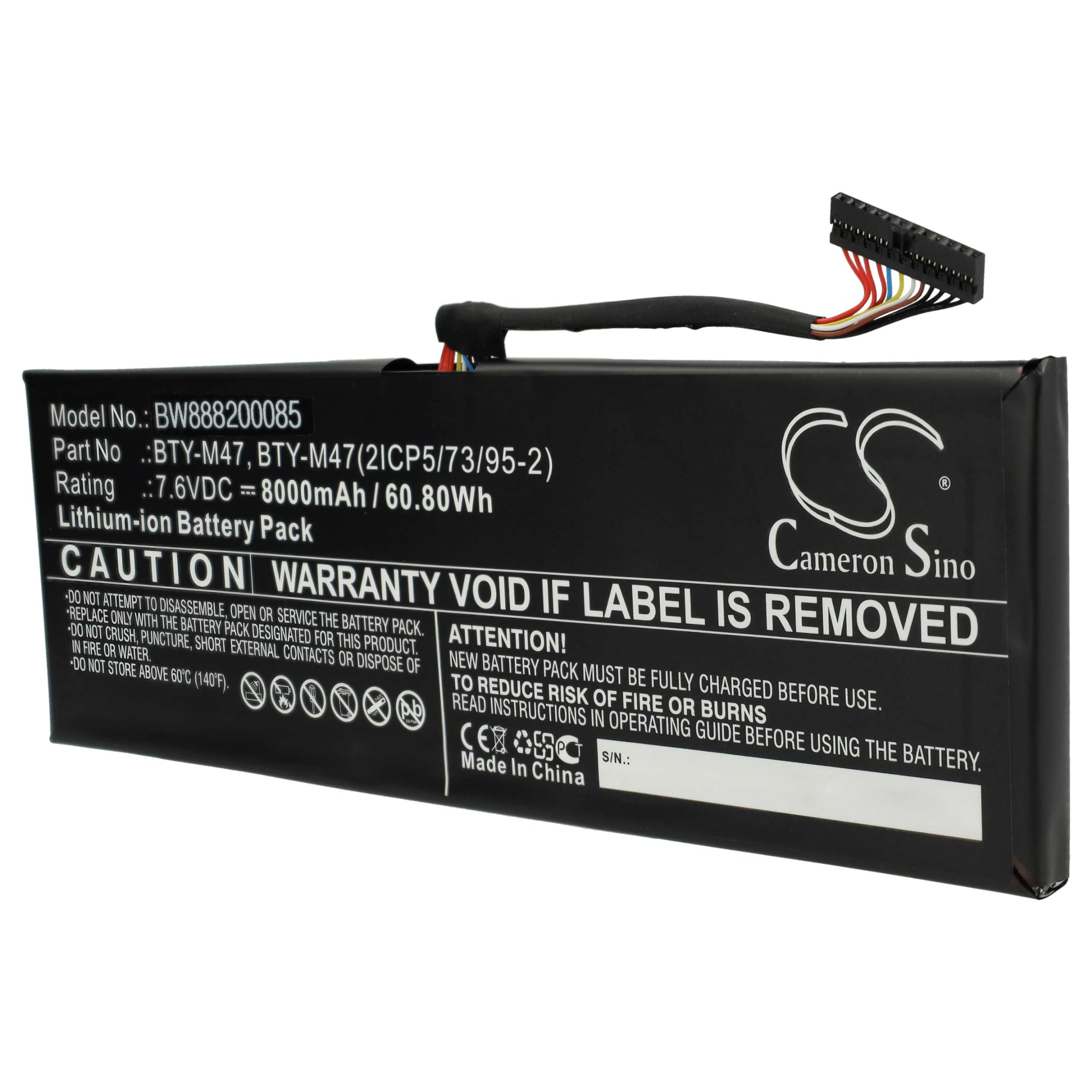 vhbw Batería reemplaza MSI BTY-M47 para Notebook (8000 mAh, 7,6 V, Li-Ion)
