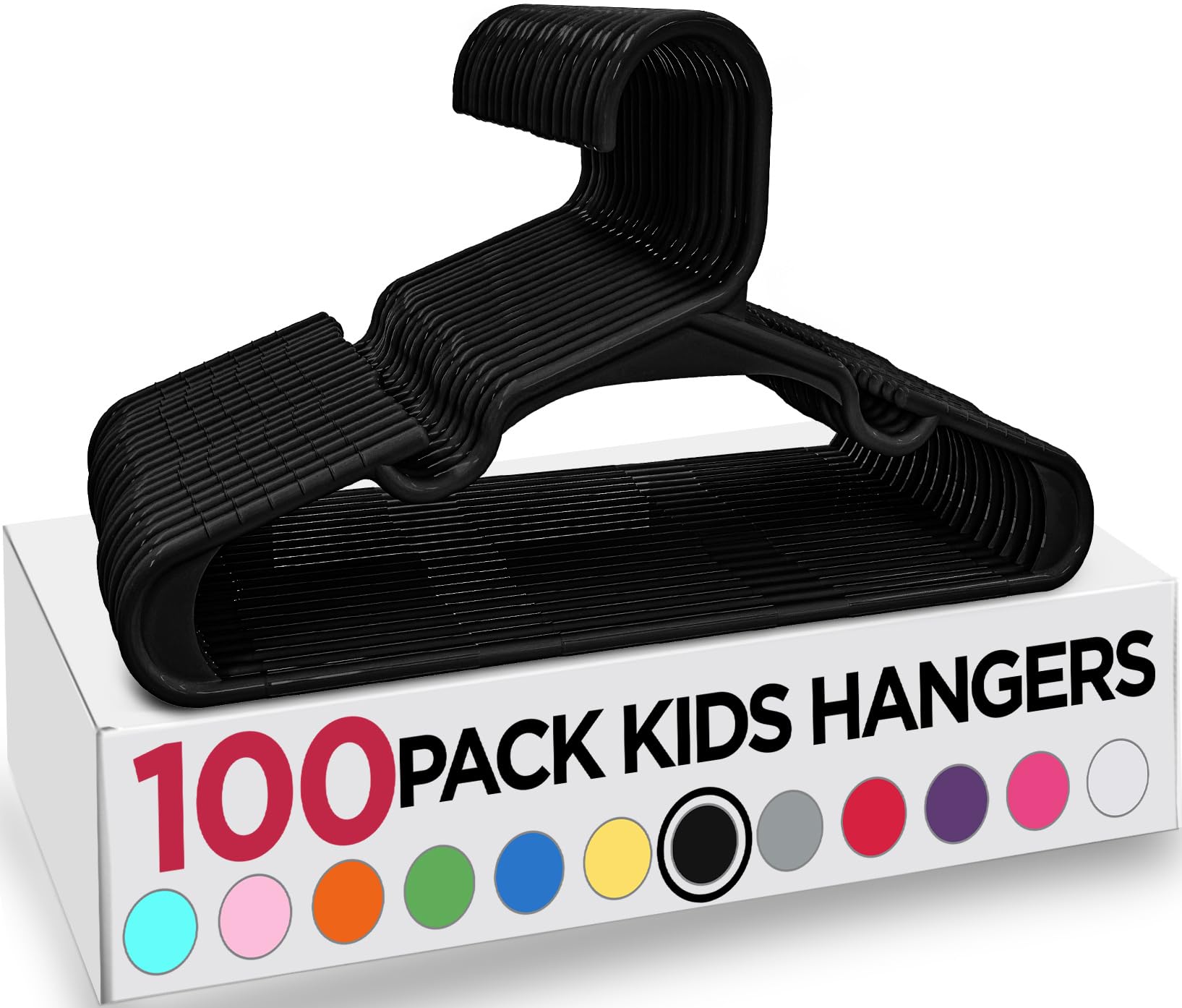 utopia home kids hangers 100 pack - plastic baby hangers for closet - childrens hanger for clothes & infant hanger for closet - for everyday standard use (black)