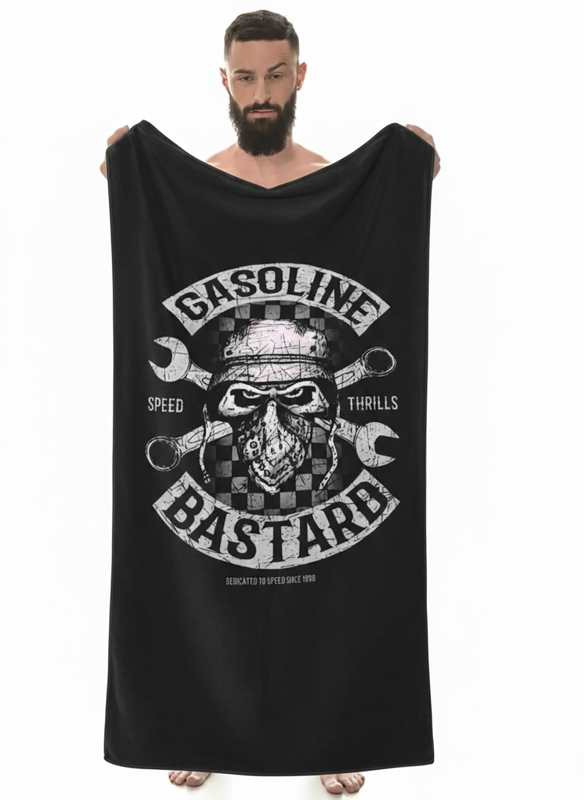 Drap de plage avec motif tête de mort et clés mécaniques grand format en coton doux