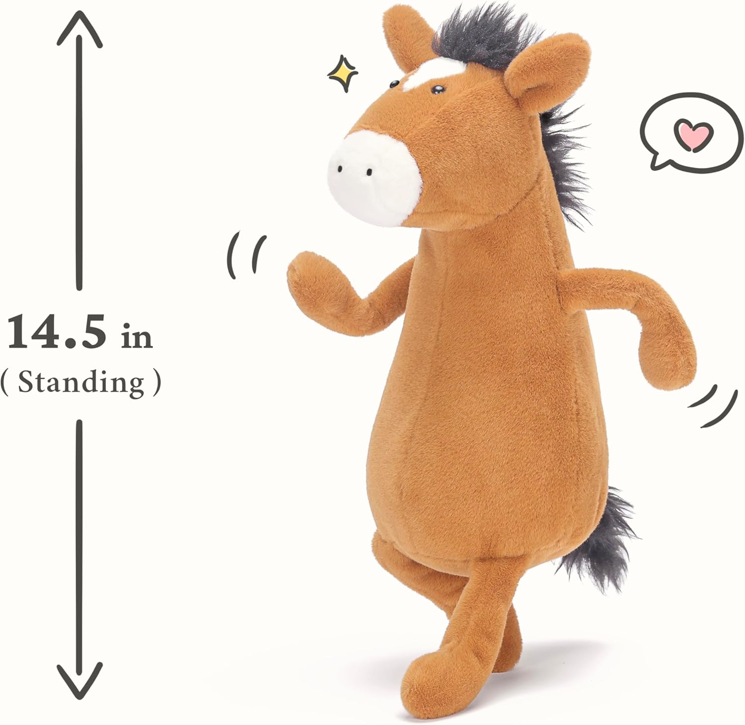 IKASA Horse Stuffed Animals Plush Toys,14.5" Cute Plushie Soft Cuddly Fluffy Toy, Gifts for Kids Girls - Image 2