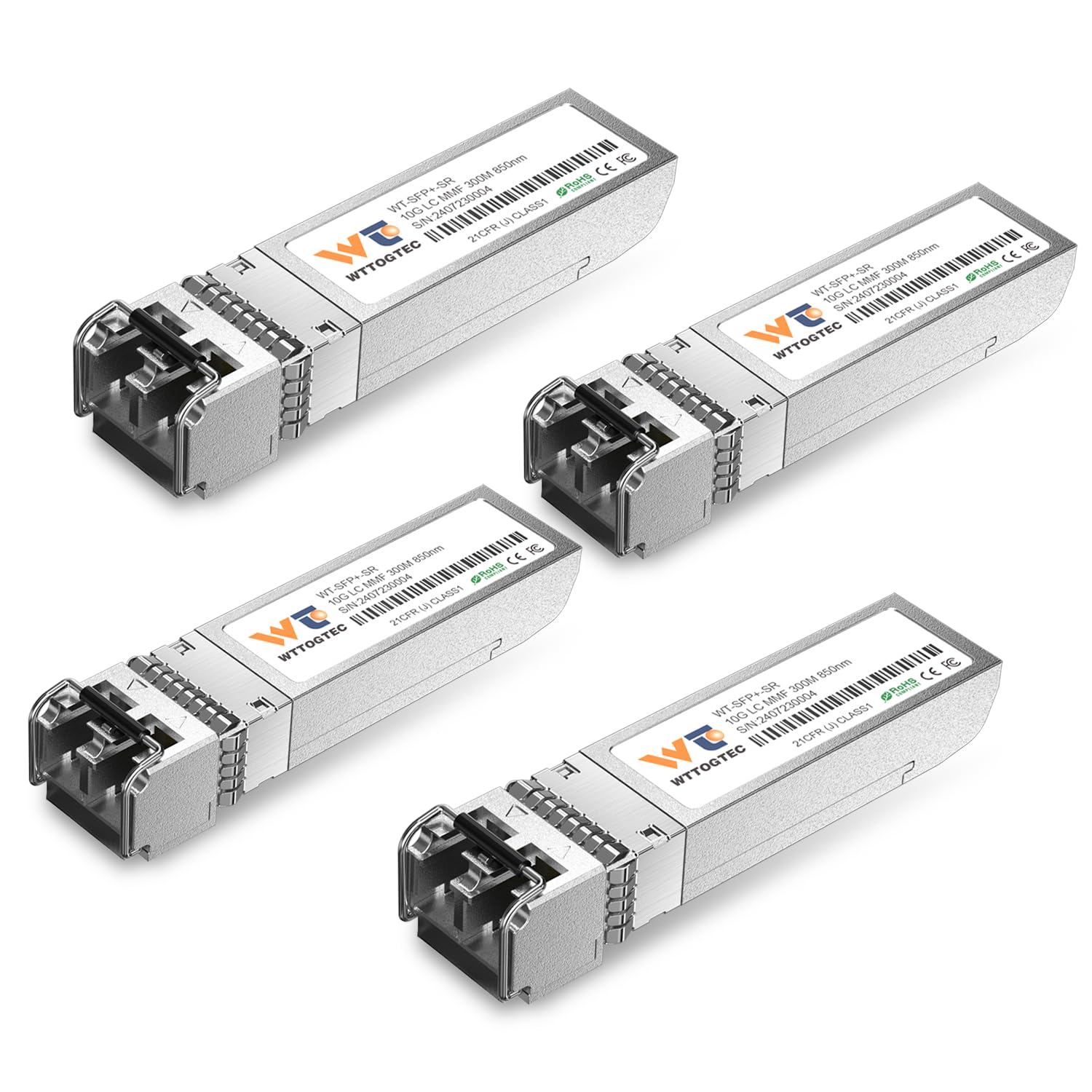 10GBase-SR SFP+ LC Transceiver, 10G 850nm Multimode SFP Module, Up to 300 Meters, for Cisco SFP-10G-SR, Meraki MA-SFP-10GB-SR, Ubiquiti UniFi UF-MM-10G, Fortinet, TP-Link, and More