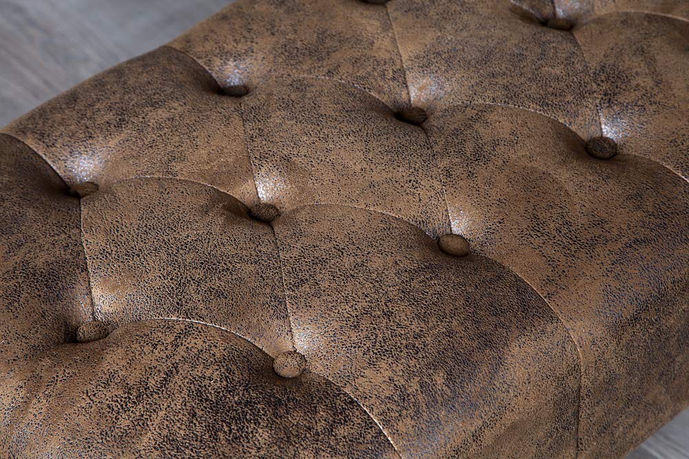 invicta INTERIOR Design Chesterfield Fußhocker im Antik Look Hocker Sitzhocker Wohnzimmer Polsterhocker