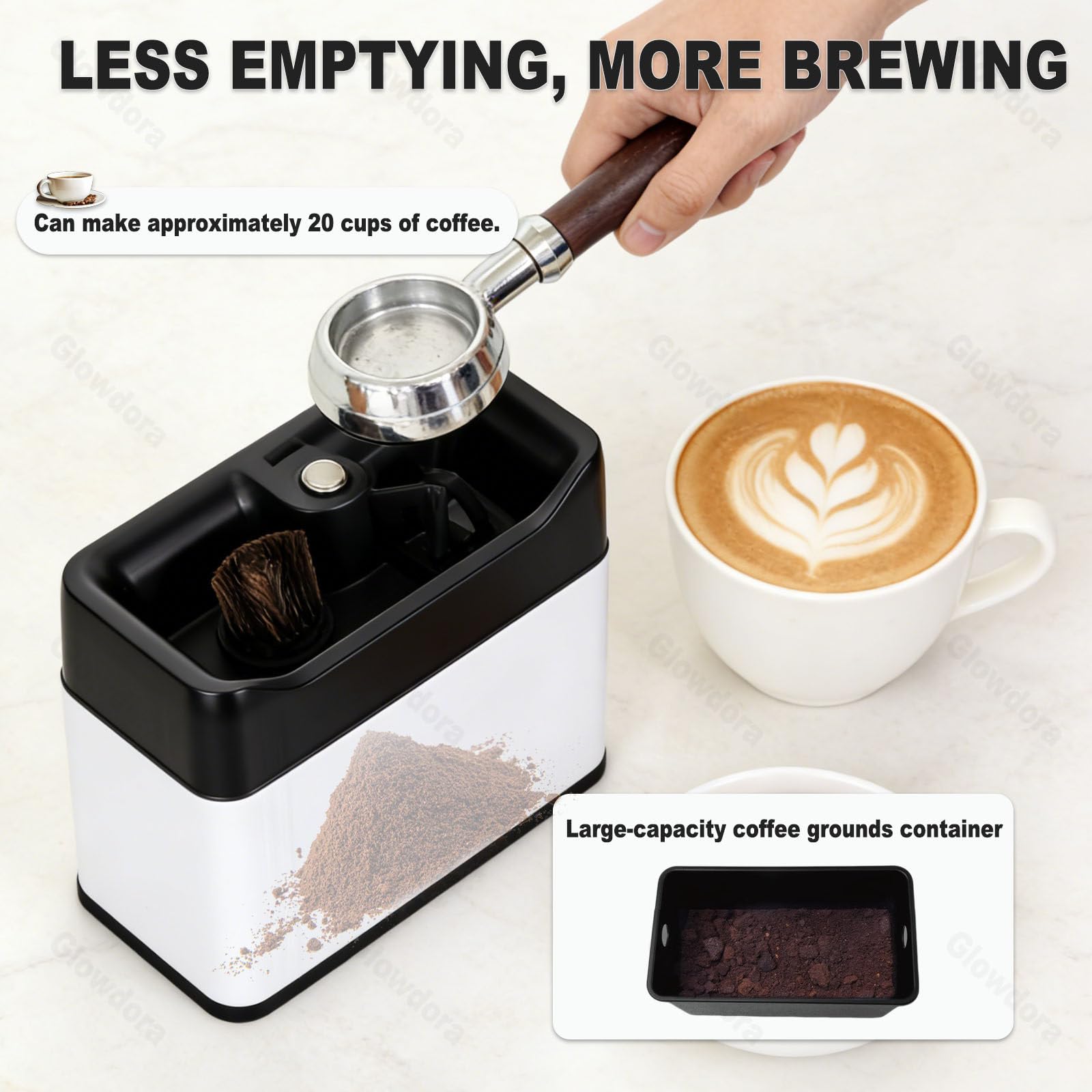 Limpiador De Portafiltros Eléctrico, Limpiador Automático De Posos De Café con 2 Raspadores Y 2 Cabezal De Cepillo Black