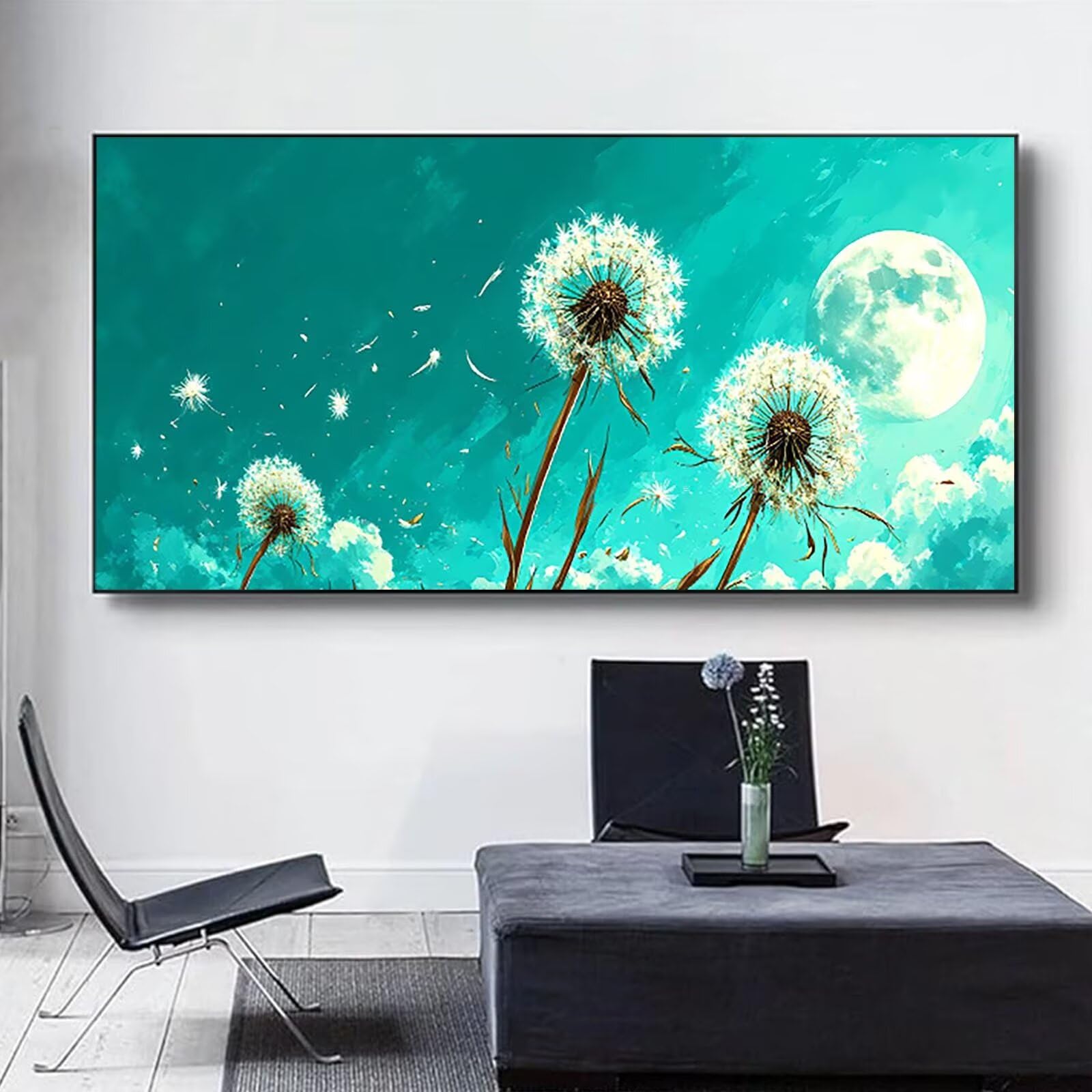 Malen nach Zahlen Kinder Löwenzahn Malen Nach Zahlen Erwachsene, Geschenke für Mädchen Junge Bastelset Set, Malen nach Zahlen Mond | Malen nach Zahlen Ohne Rahmen, (60x120cm) Bastelset Erwachsene 4-2