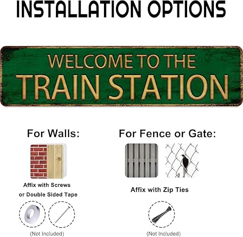 Miniatura 6 de Letrero de metal vintage con texto en inglés "Welcome to the Train Station", 4 x 16 pulgadas, letrero de calle para el hogar, restaurante, bar,