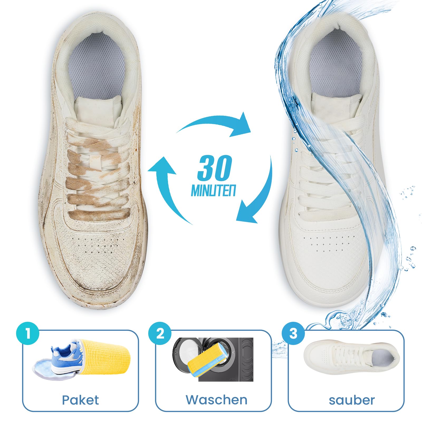 2 Piezas Bolsas Para Lavar Zapatillas en Lavadora, Reutilizable, Limpieza Completa de 360 ​​Grados, Cremallera de Bloqueo Automático Invisible, Apto Para Todas Las Lavadoras y Zapatos