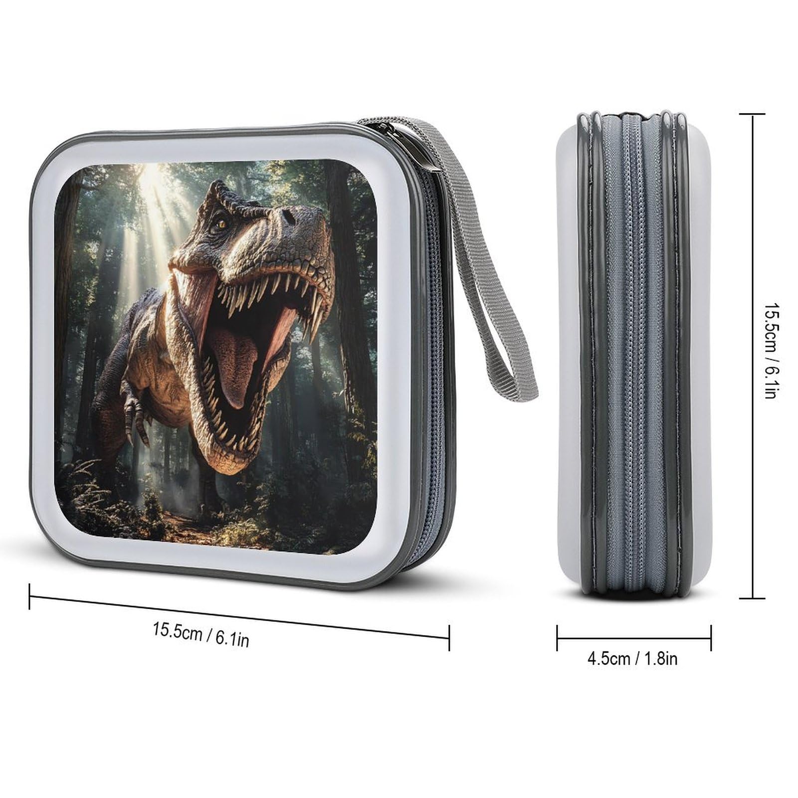 Dinosaur CD Case Plastic DVD Case Holder Wallet Disc Storage Organizer for Car Travel