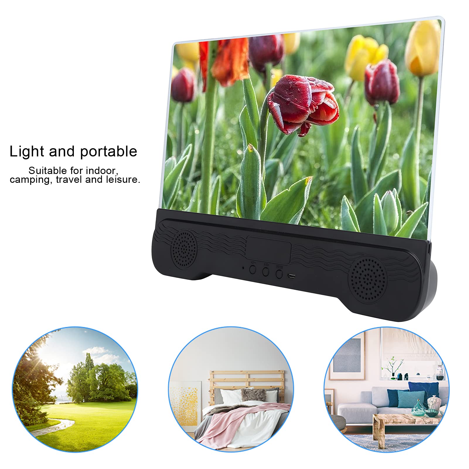 Denash Lupa de Pantalla de Teléfono de 14 Pulgadas, Tecnología óptica de Zoom HD con Altavoz, Material Antiluz Azul y Antideslumbrante, Soporte Ajustable para Teléfonos Inteligentes