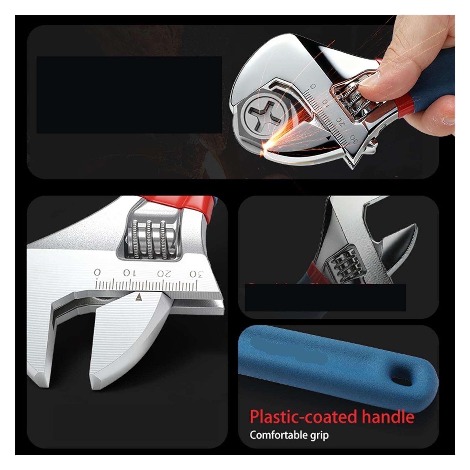Genérico Llave ajustable universal Herramientas de reparación manual acero | 12-inch