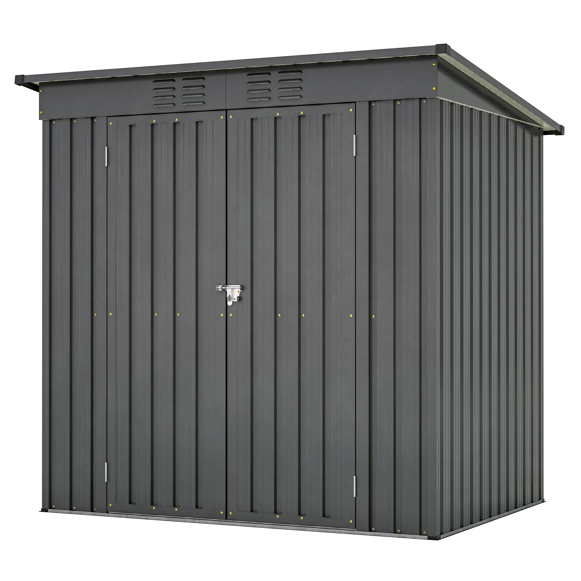 Dark Gray Metal Shed 4x6 ft Storage for Yard and Garden
