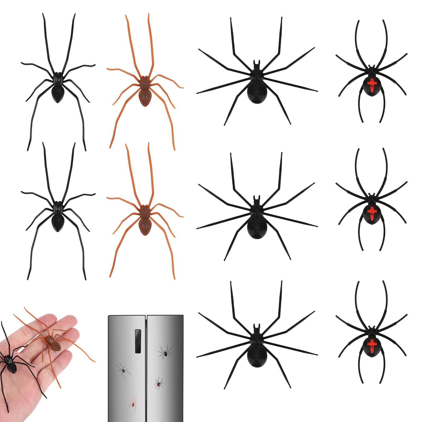 Gosknor 10Pcs 3D Realistic Spider Fridge Magnets