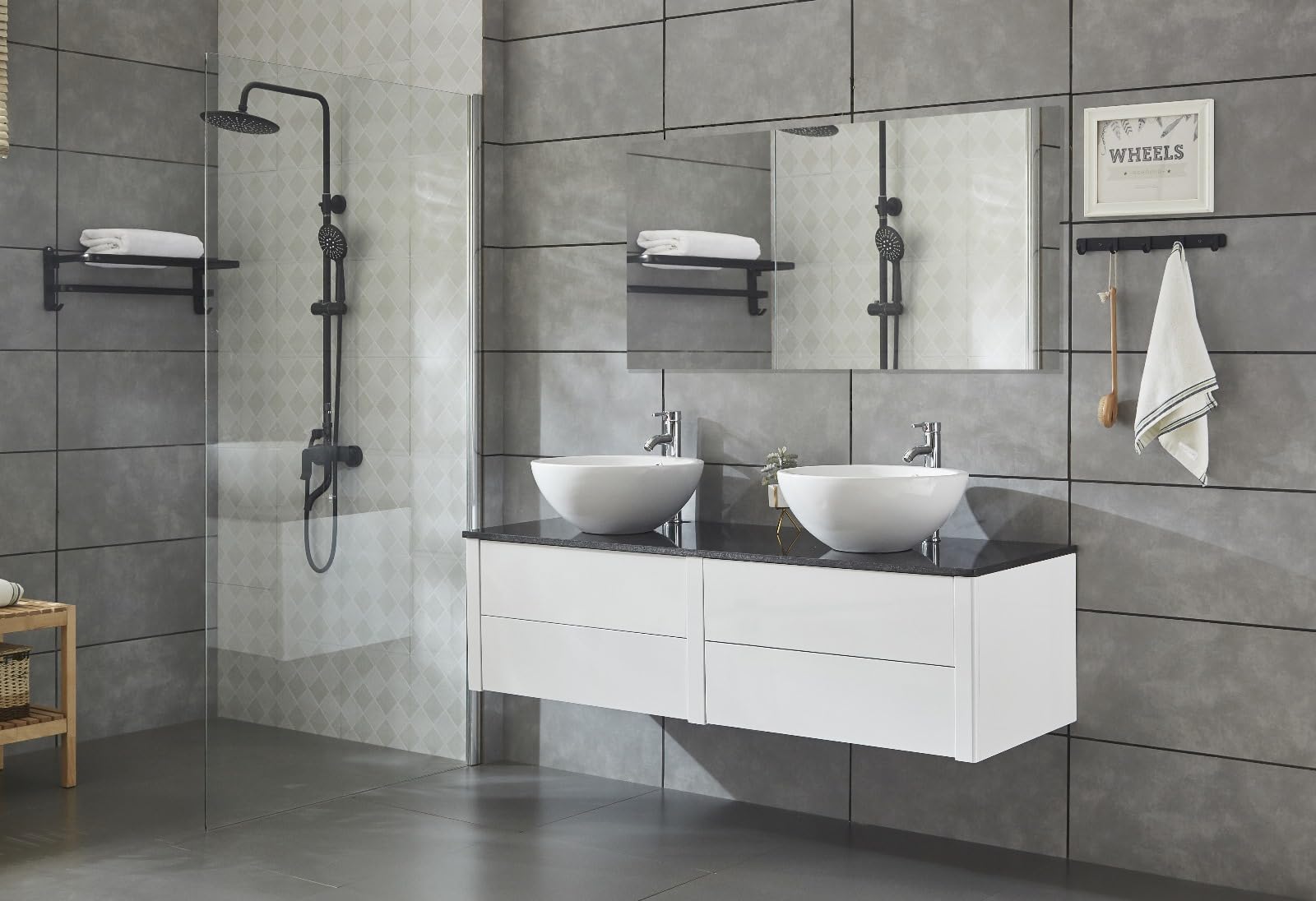 Mitepek Mobile bagno sospeso doppio lavabo appoggio specchio 150cm Drontes Sicorage