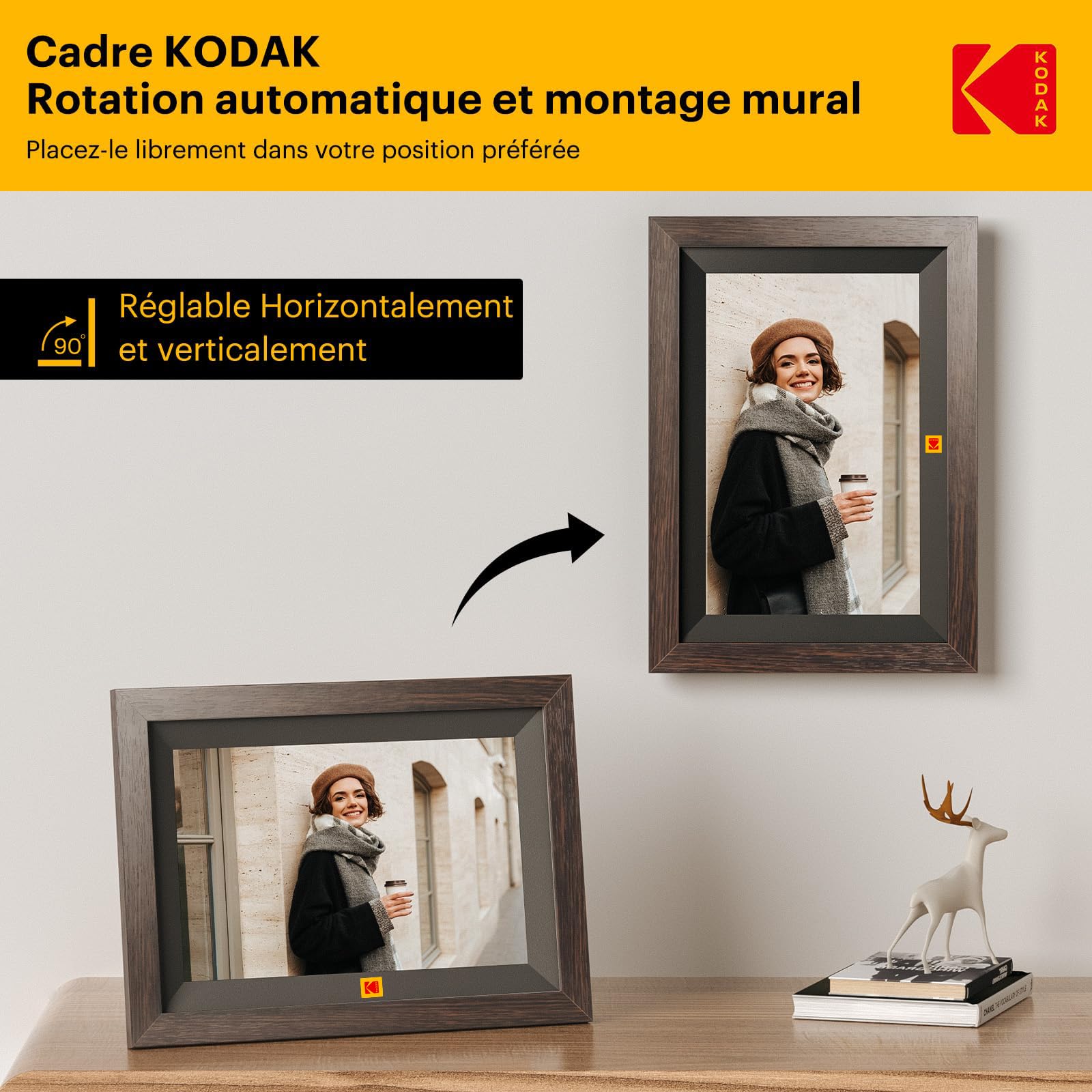KODAK Cadre Photo Numérique WiFi 10,1 Pouces,Cadre Photo Electronique avec 32Go de Mémoire, Écran Tactile HD 1280x800 IPS pour Partager Photos et Vidéos, Support Multilingue, Rotation Automatique