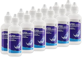 Aqua Naina Plus Sterile Saline – Preservative-Free, Single-use Rinse for Soft, RGP & scleral Lenses Before Application. Travel-Friendly, 12 x 1 fl oz Bottles