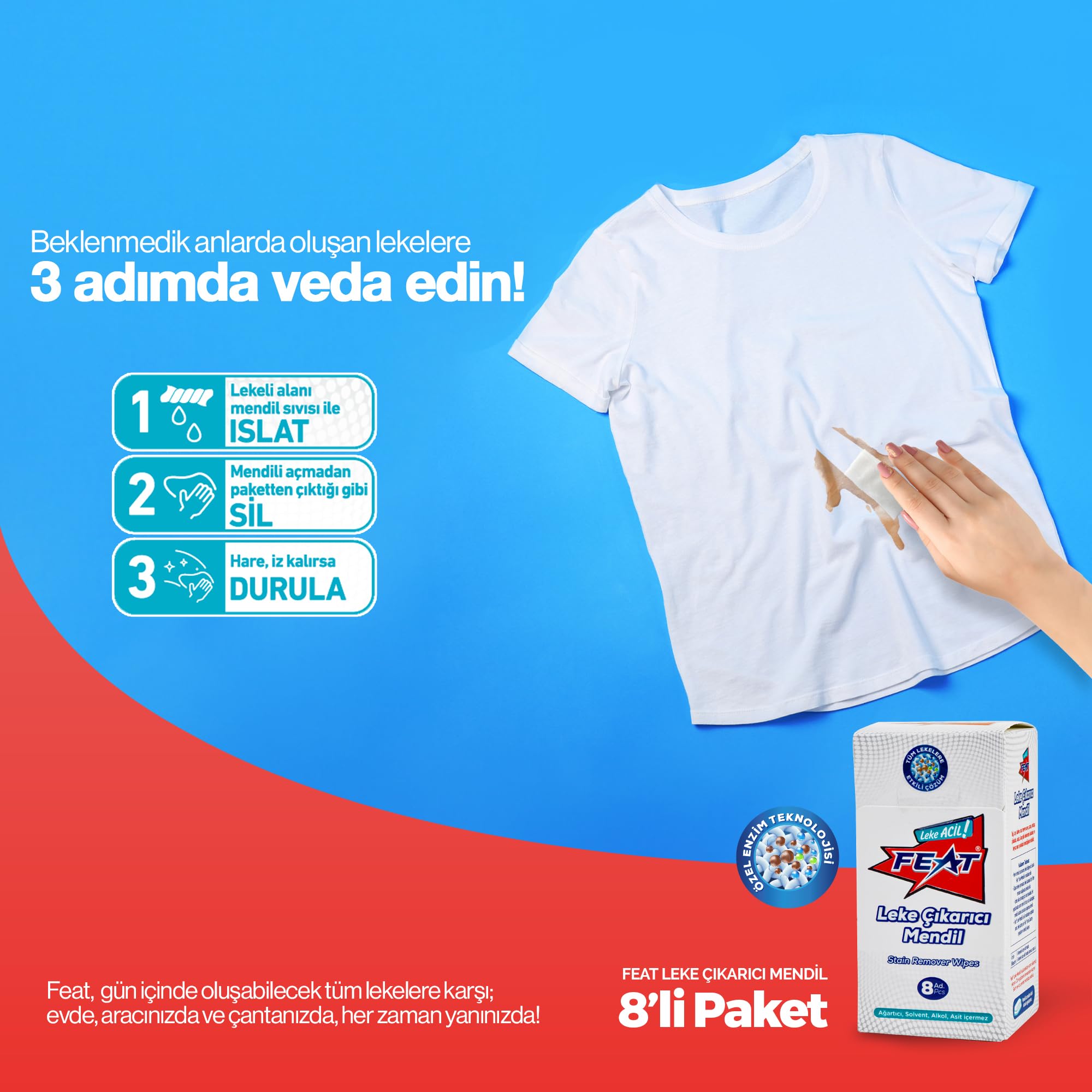 Feat Leke Çıkarıcı Mendil -8'li 4 kutu (32 adet Mendil)