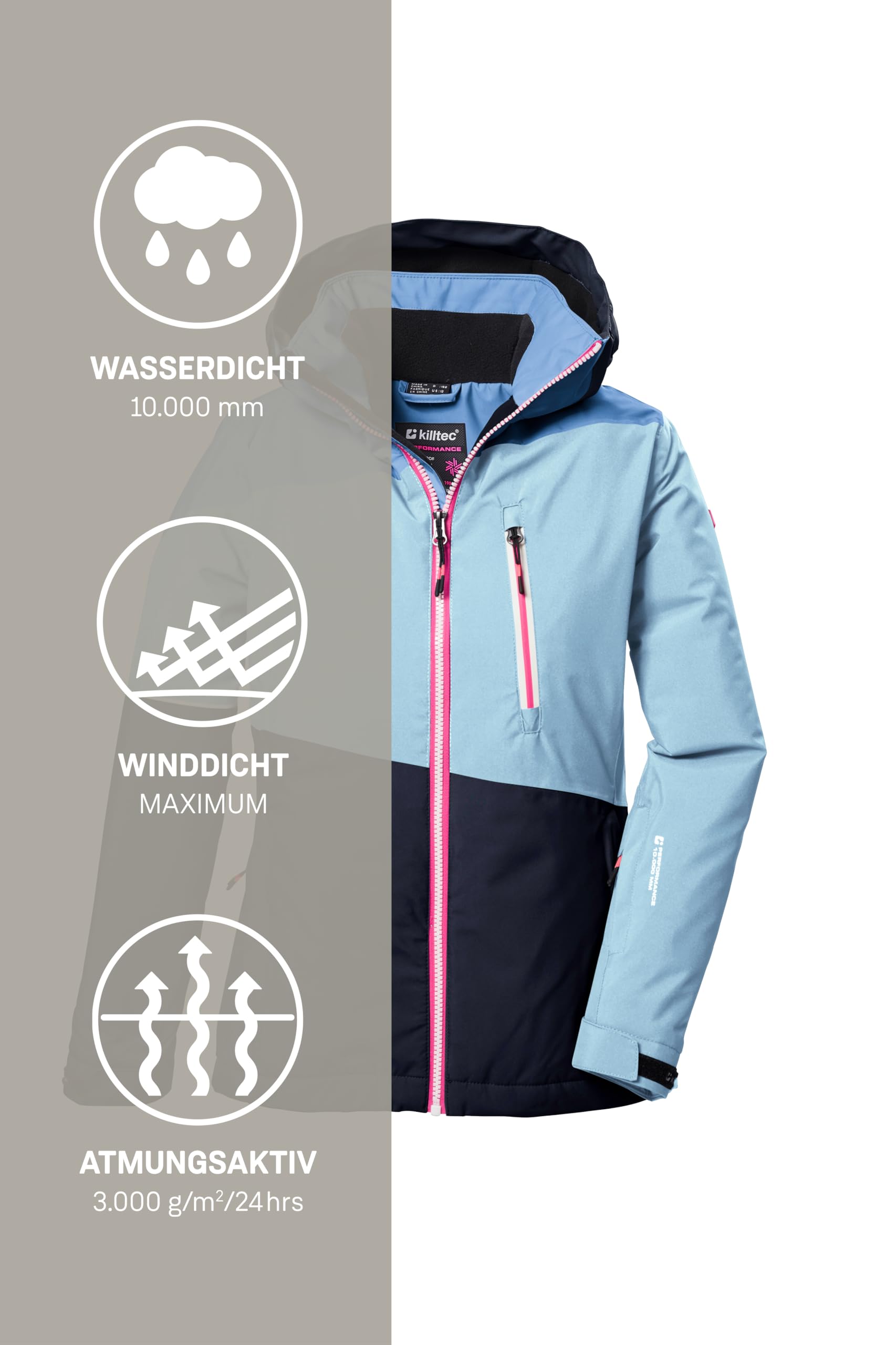Killtec Kurtka narciarska/kurtka funkcyjna z kapturem i łapaczem śniegu Dziewczynki Ksw 331 Grls Ski Jckt