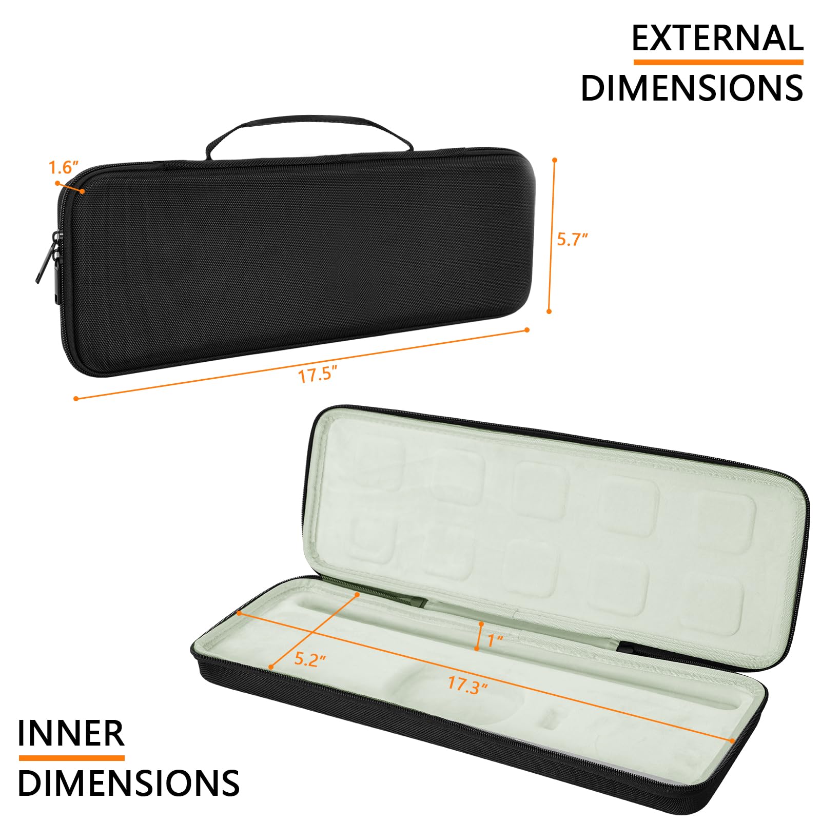 Hard Eva Keyboard Case for Logitech MX Keys S Wire Keyboard Carrying Case Fits 17’’x 5.2’’ x 1’’ Keyboard Black