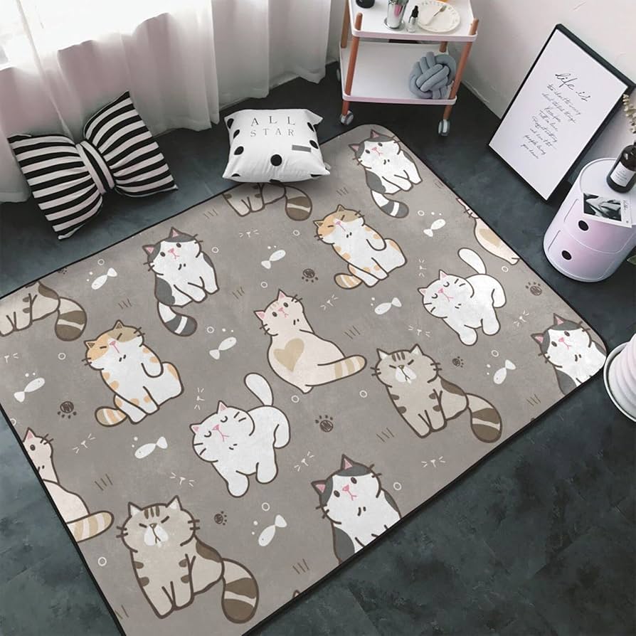 新品 厚手 ラグマット 絨毯 猫柄 カーペット 猫グッズ 230×160 【公式