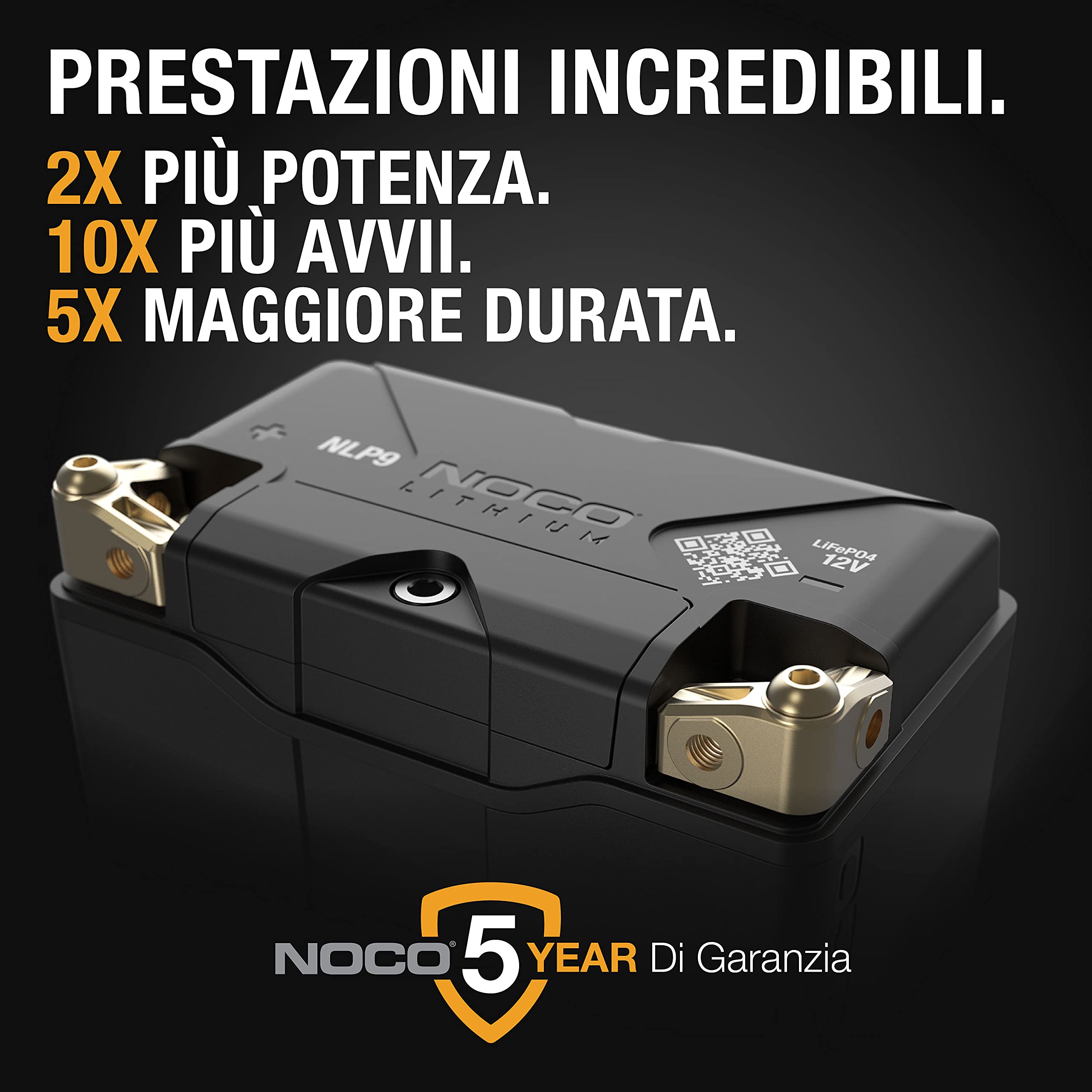 NOCO Lithium NLP9: Batteria Moto 12V Ultra-Leggera – Gruppo 9 – 3Ah – Avviamento 400A – BMS Intelligente – Certificata UL