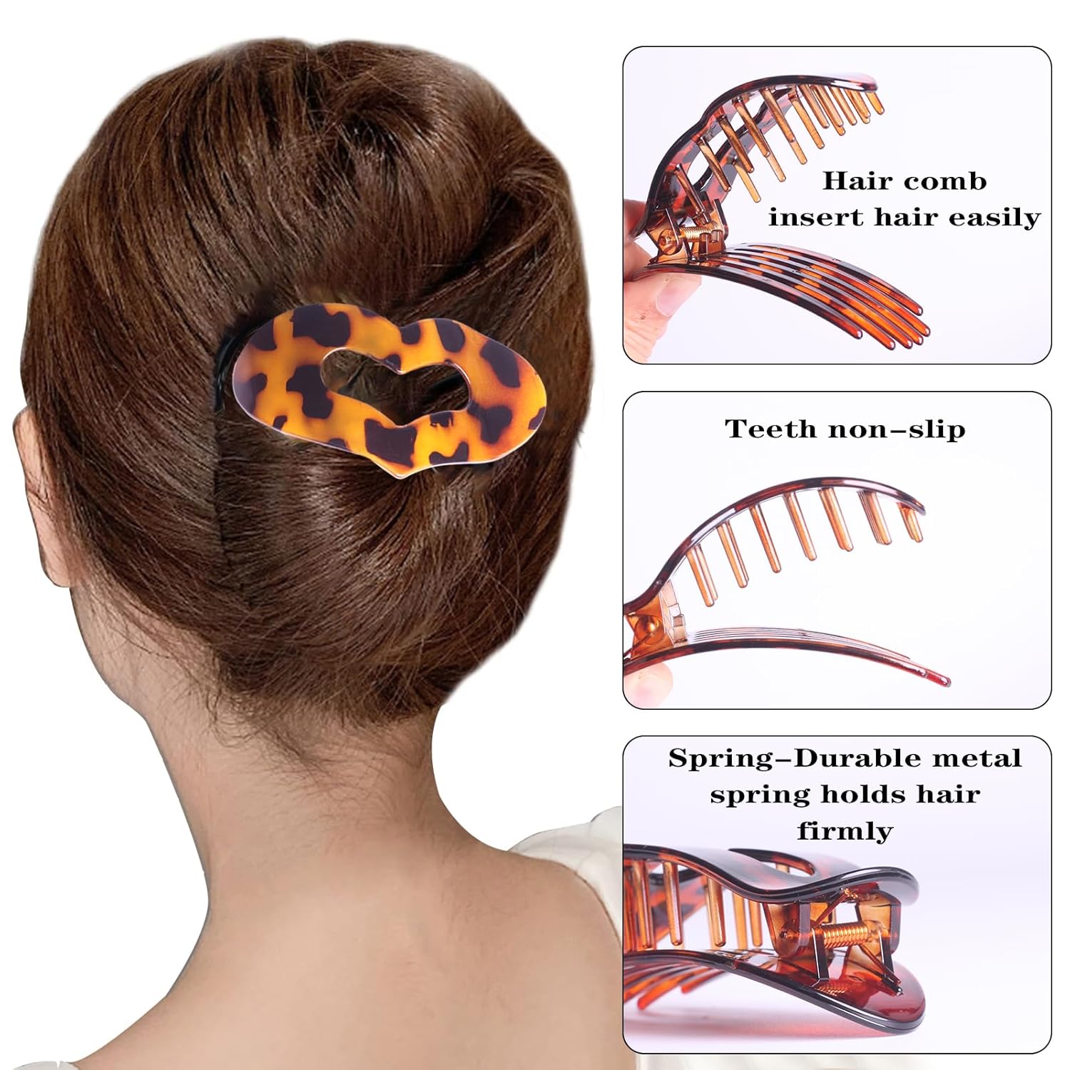 Flat Hair Clips for Women,Flat Claw Clips Lay Down Clips for Hair French Duck Billed Strong Hold Jaw Claw for Thick Thin Hair 4 Pcs - Image 2