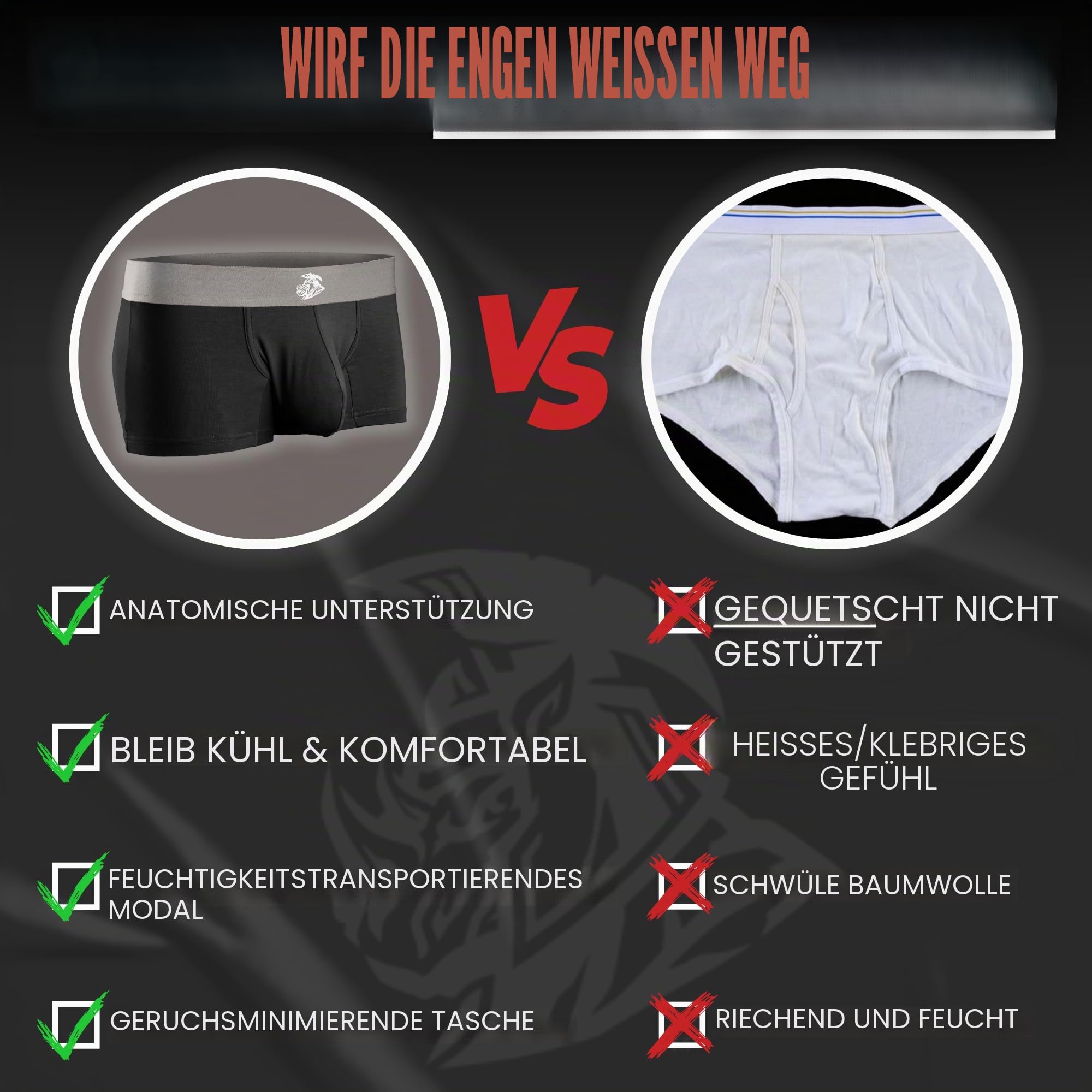 Real Men Bulge Enhancing Pouch Unterwäsche für Herren, 1er-, 3er- und 6er Set, Modal Boxershorts, ABCD Pouch, Large
