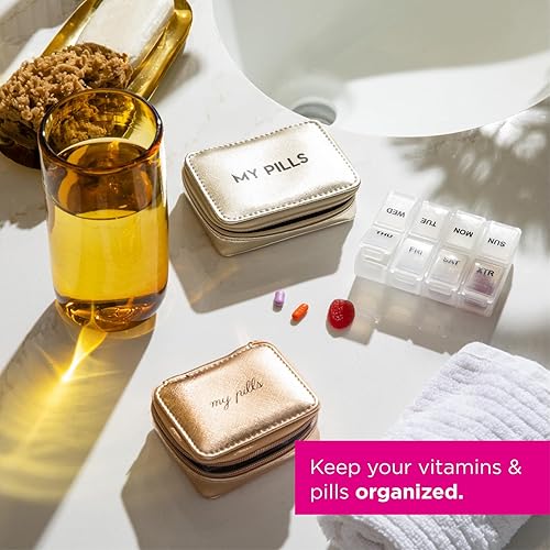 Miniatura 4 de Miamica Pastillero con cierre de cremallera o cierre a presión con organizador de medicamentos de plástico extraíble de 8 días - Mantén tus