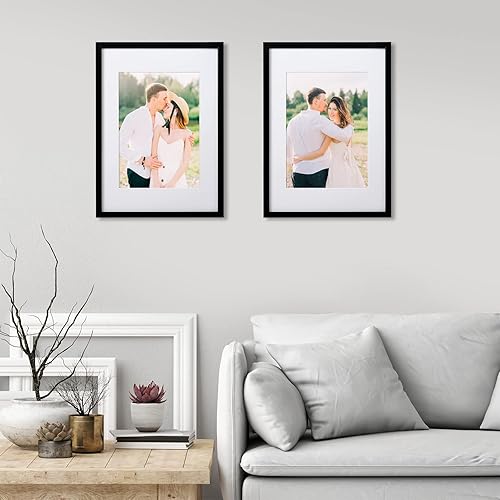 Miniatura 4 de KINLINK Marco de Fotos A3 Negro Juego de 1, Marco de Fotos de Madera A4 con Paspartú con Plexiglás para A4 con Paspartú o A3 sin Paspartú para