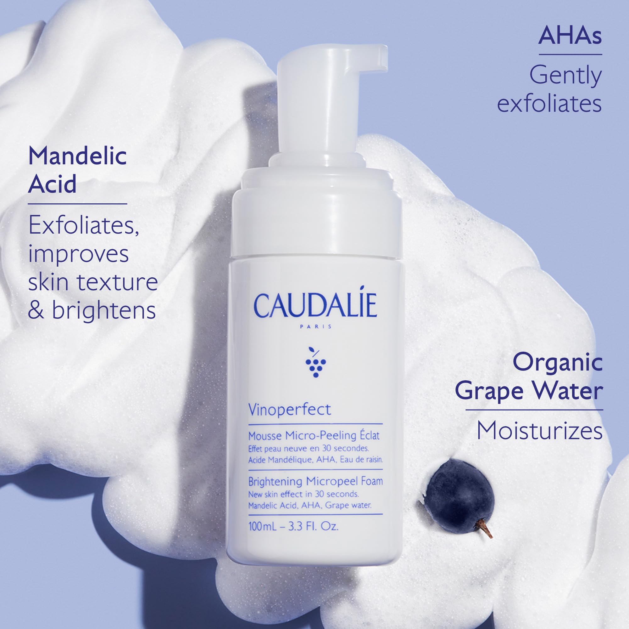 Caudalie Vinoperfect Brightening Micropeel Foam - 100 mL, White, 100ml - Image 3