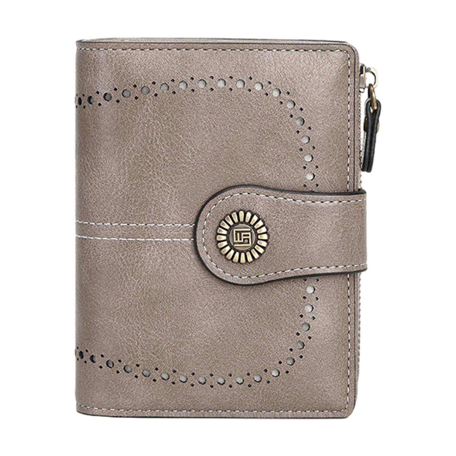 Women Wallet Credit Card Holder Gift Compact Purse for Travel Trip Commuting Gray-image-46