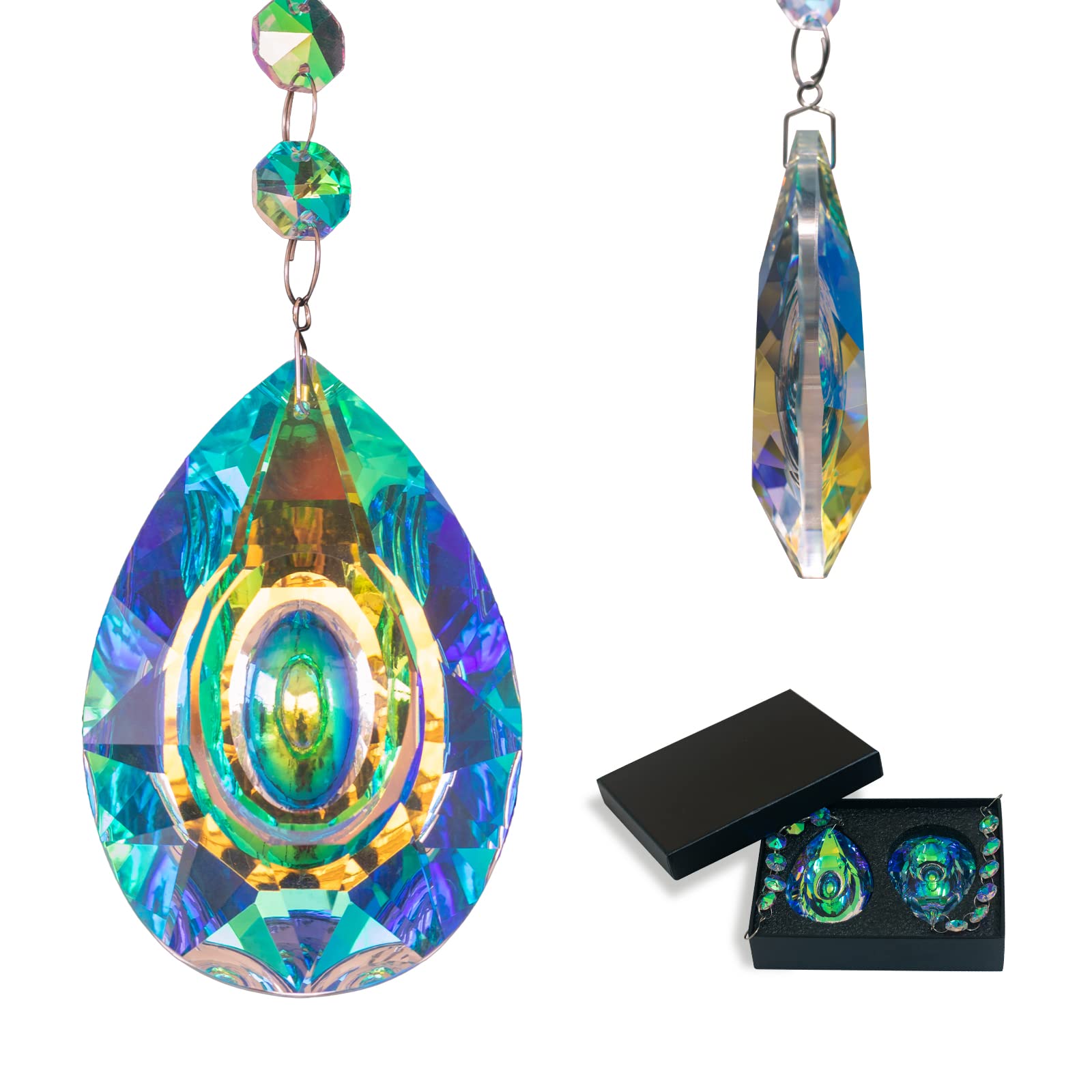 Photo 1 of 2 Pieces Sun Catchers Indoor Window with Crystals 89mm/3.5in, Hanging Chandelier Crystals Prisms Suncatchers for Garden Home Window Christmas Decoration 3.5in Prisms