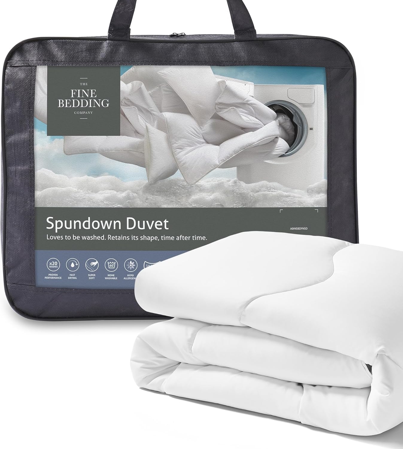 The Fine Bedding Company Spundown Single Duvet 10.5 Tog – All Seasons Duvet with Recycle...